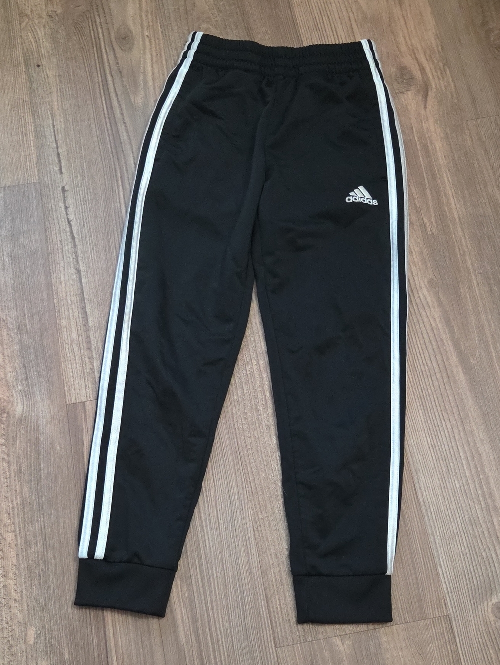 Adidas Kids Black Track Pants with White Side Stripes